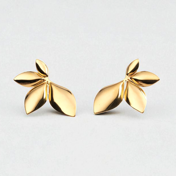 3D Botanical Leaf Hoop Earrings