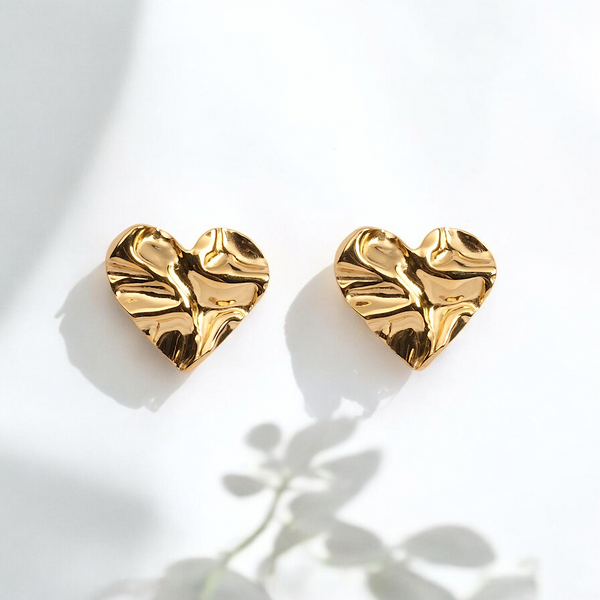 Retro Large Heart Stud Earrings