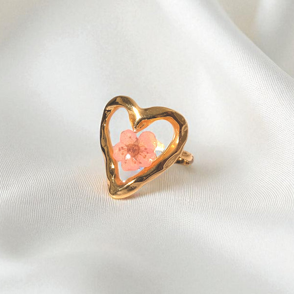 Hammered Heart Adjustable Ring