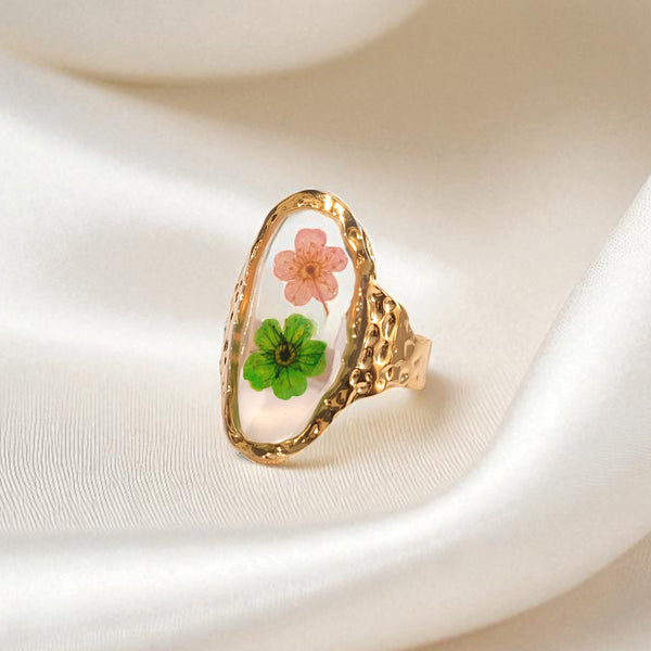 Hammered Flora Adjustable Ring