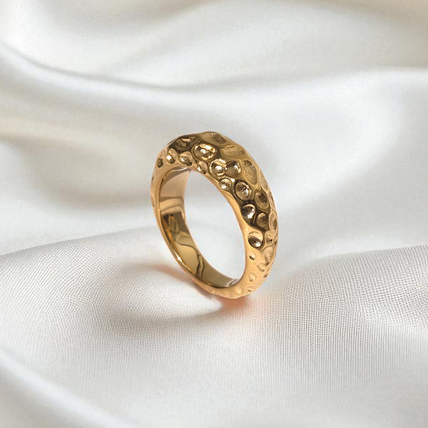 Chunky Hammered Tungsten Ring