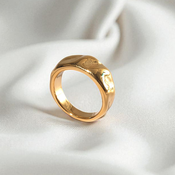 Chunky Hammered Tungsten Ring